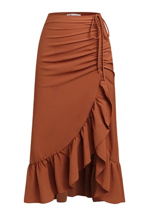 Cupshe, ELEGANT RUFFLED - Falda cruzada - cognac