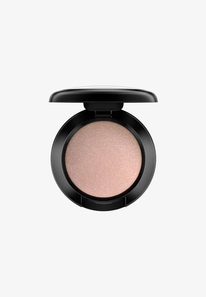 Enlumineur en poudre compacte d'une forme ronde, teinte rose clair, texture scintillante, présenté dans un étui noir élégant avec un couvercle à charnière.