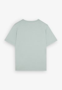 Lichtgroene T-shirt met korte mouwen, gemaakt van zachte katoen, met een eenvoudige, ronde halslijn en een relaxed fit. Geen patronen of graphics.