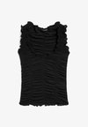 CREASED-EFFECT V-NECK - Top - black
