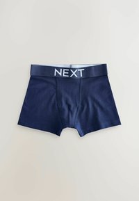 Boxers bleu marine avec une texture douce, conçus pour le confort. Dotés d'une large ceinture élastique avec "NEXT" en lettres blanches contrastantes.