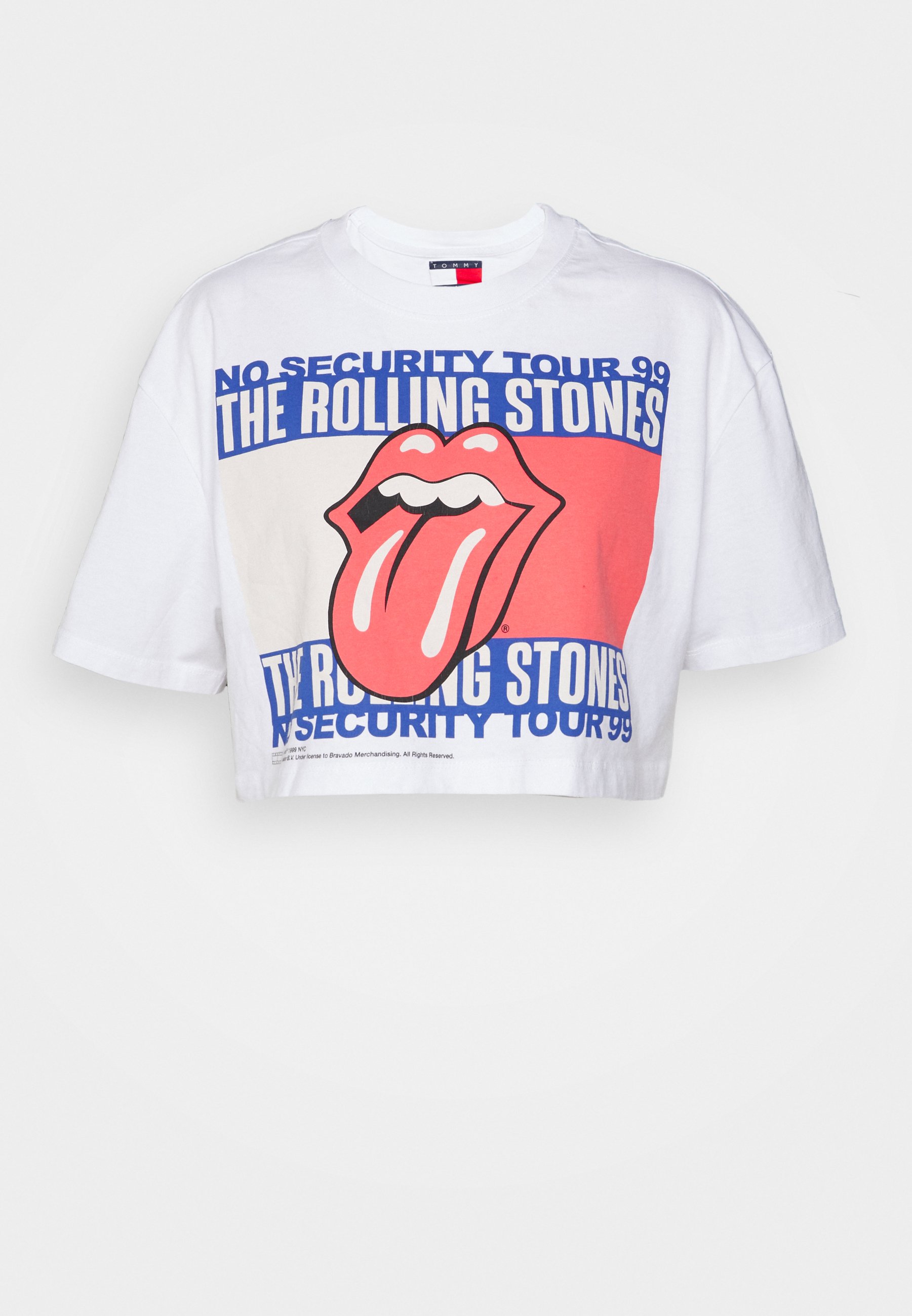Tommy Jeans ROLLING STONES CROP TEE - Marškinėliai su spaudiniu -  white/balta - Zalando.lt