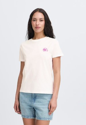 ICHI CAMINO - Print T-shirt - cloud dancer w bright rose