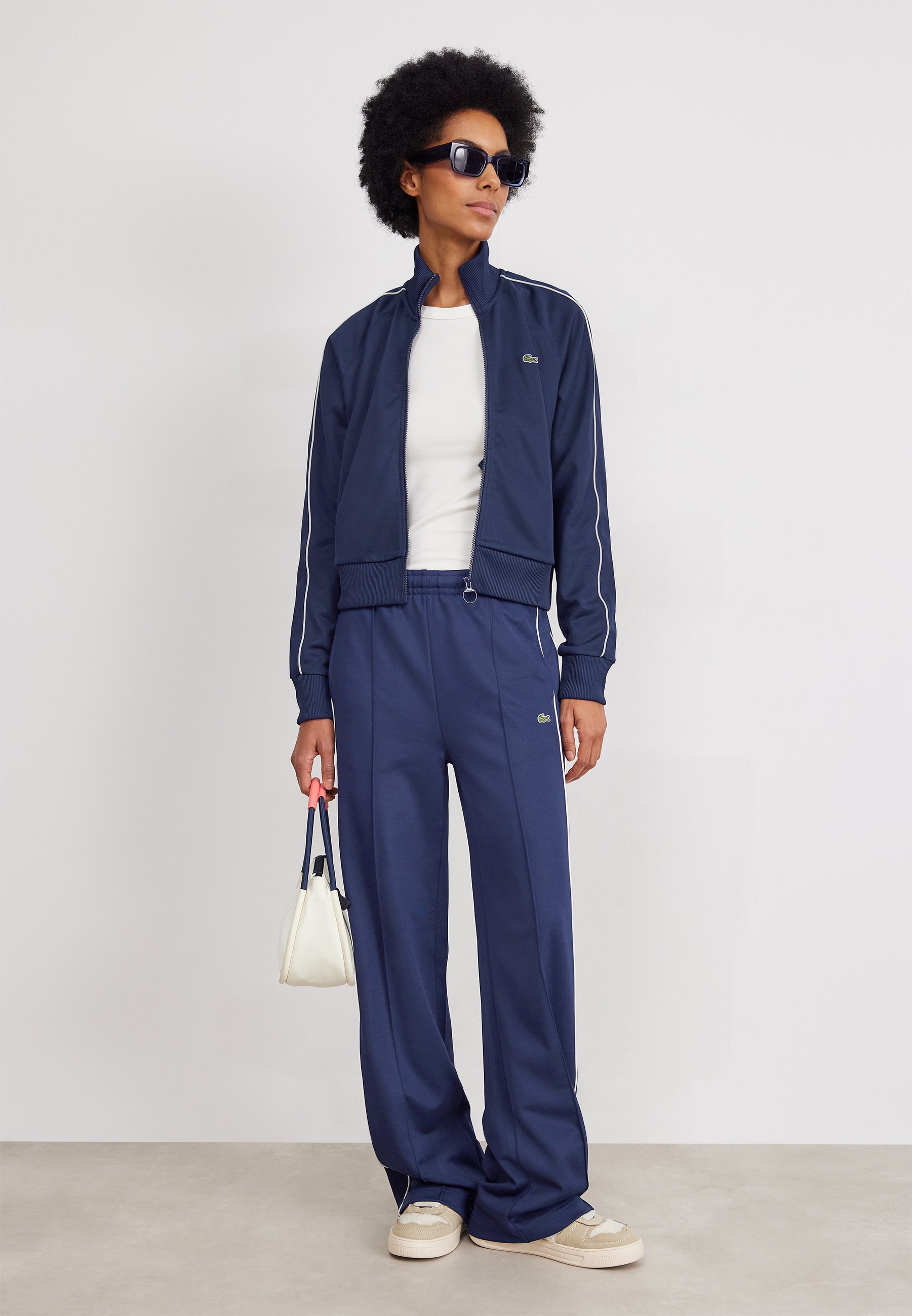 Lacoste Zip-up sweatshirt - navy blue/flour/dark blue - Zalando.co.uk