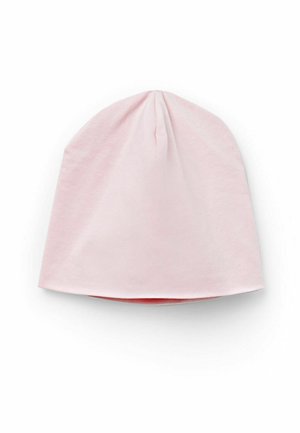 Hellrosa Baumwollmütze mit glatter Textur, konischer Form und einer kleinen Naht an der Krone. Geeignet für legere Kleidung.