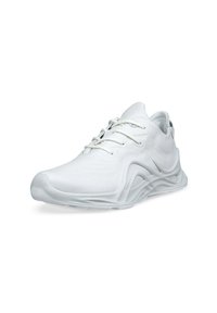 Sneaker bianche con un design testurizzato a onde, suola in gomma liscia e chiusura con lacci. Materiale leggero per un aspetto senza soluzione di continuità.