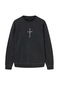 Anthrazitgraues Sweatshirt aus Baumwollmischung mit Rundhalsausschnitt, langen Ärmeln und zentralem Logo in pinker und weißer Schrift.