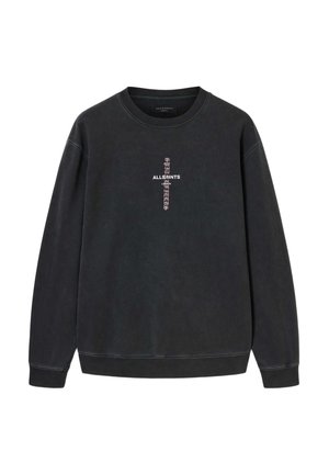 Hiilenharmaa collegepaita, joka on valmistettu puuvillasekoitteesta. Siinä on pyöreä pääntie, pitkät hihat ja keskellä vaaleanpunaisin ja valkoisin tekstein oleva logo.