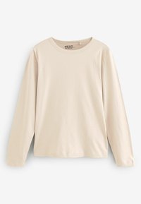 Langærmet T-shirt med rund hals i beige, lavet af blødt bomuld. Har en afslappet pasform og almindelig kant, med tonale sømme overalt.