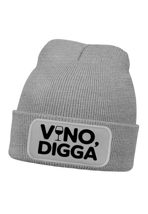 MIT SPRUCH AUFDRUCK LUSTIG VINO DIGGA - Beanie - grau