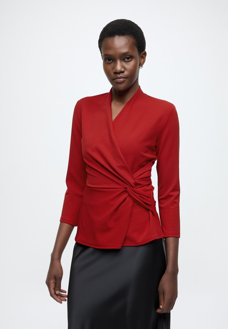 Anna Field LONG SLEVES TOP WITH ASYMETICAL KNOT - Pikkade varrukatega topp - red as sample