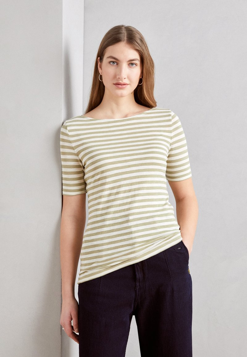 Marc O'Polo - SHORT SLEEVE BOAT NECK STRIPED - T-Shirt print - multi/steamed sage, Vergrößern