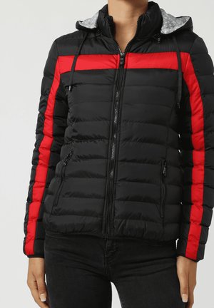 IMPERMEABLE CON CAPUCHA EXTRAÍBLE Y BANDAS EN CONTRASTE
 - Chaqueta de invierno - black