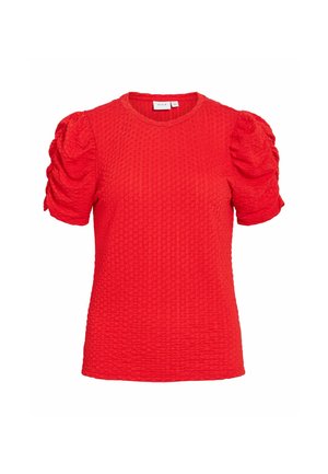 VILA, OBERTEIL MIT KURZEN ÄRMELN VIANINE RUNDHALS - Blouse - mars red