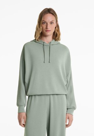 SOFT-TOUCH BOXY WITH RIB DETAIL - Mikina s kapucňou - mottled dark green