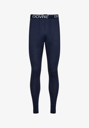 Marineblauwe lange onderkleding met een zachte textuur, elastische tailleband met het "DOVRE" logo en platte naden voor comfort.