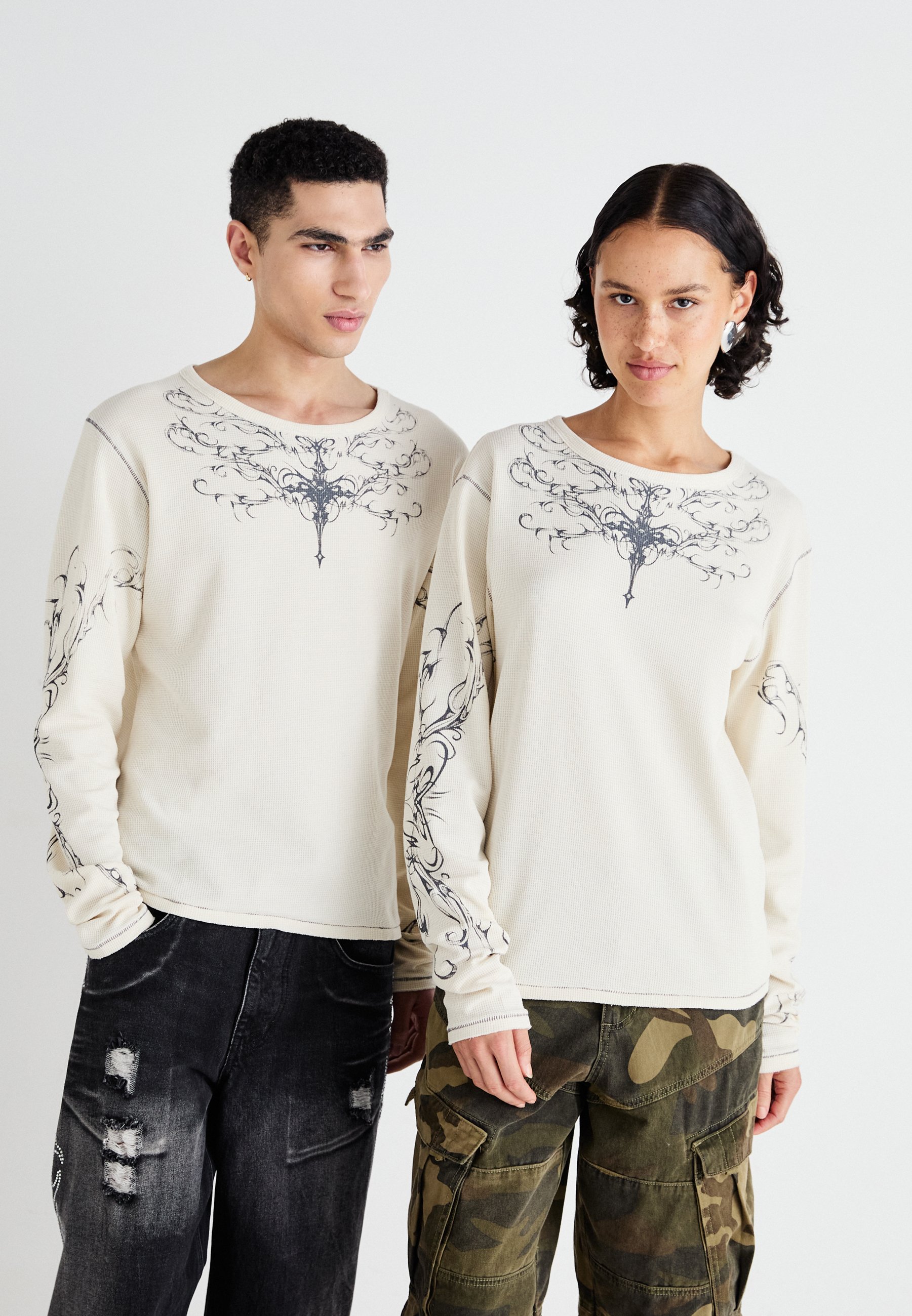 Jaded London INES UNISEX - Long sleeved top - white/multi-coloured 