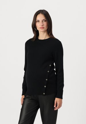 OLMBEATRICE O NECK BUTTON - Strikkegenser - black