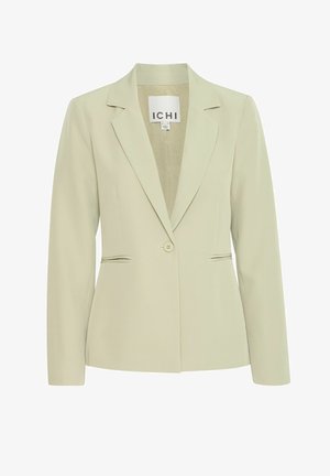 Svijetlozeleni blejzer s izrezanom reverom, zatvaranjem na jedan gumb i dva prednja džepa. Glatka tkanina s prilagođenim krojem. Brend oznaka: ICHI.