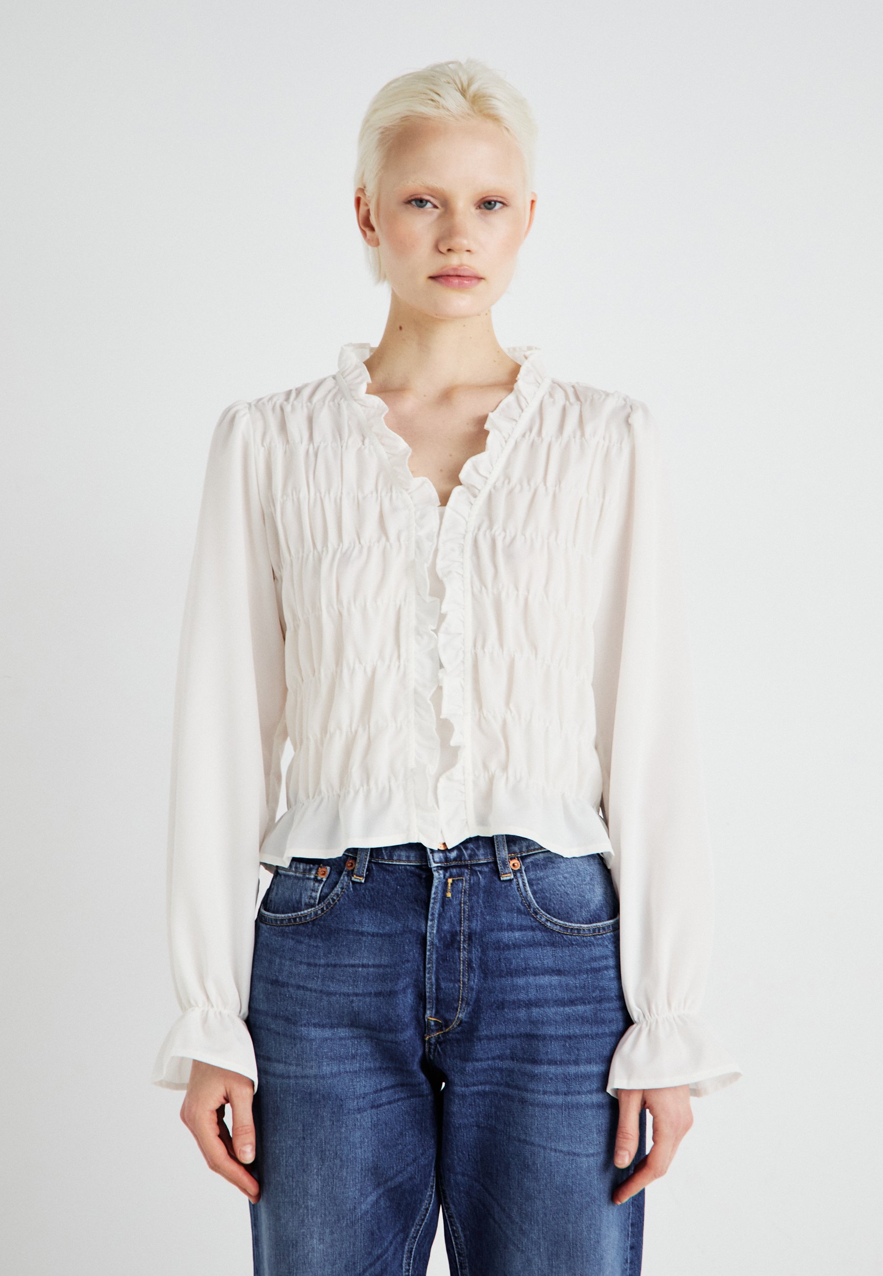 white ruffle blouse uk