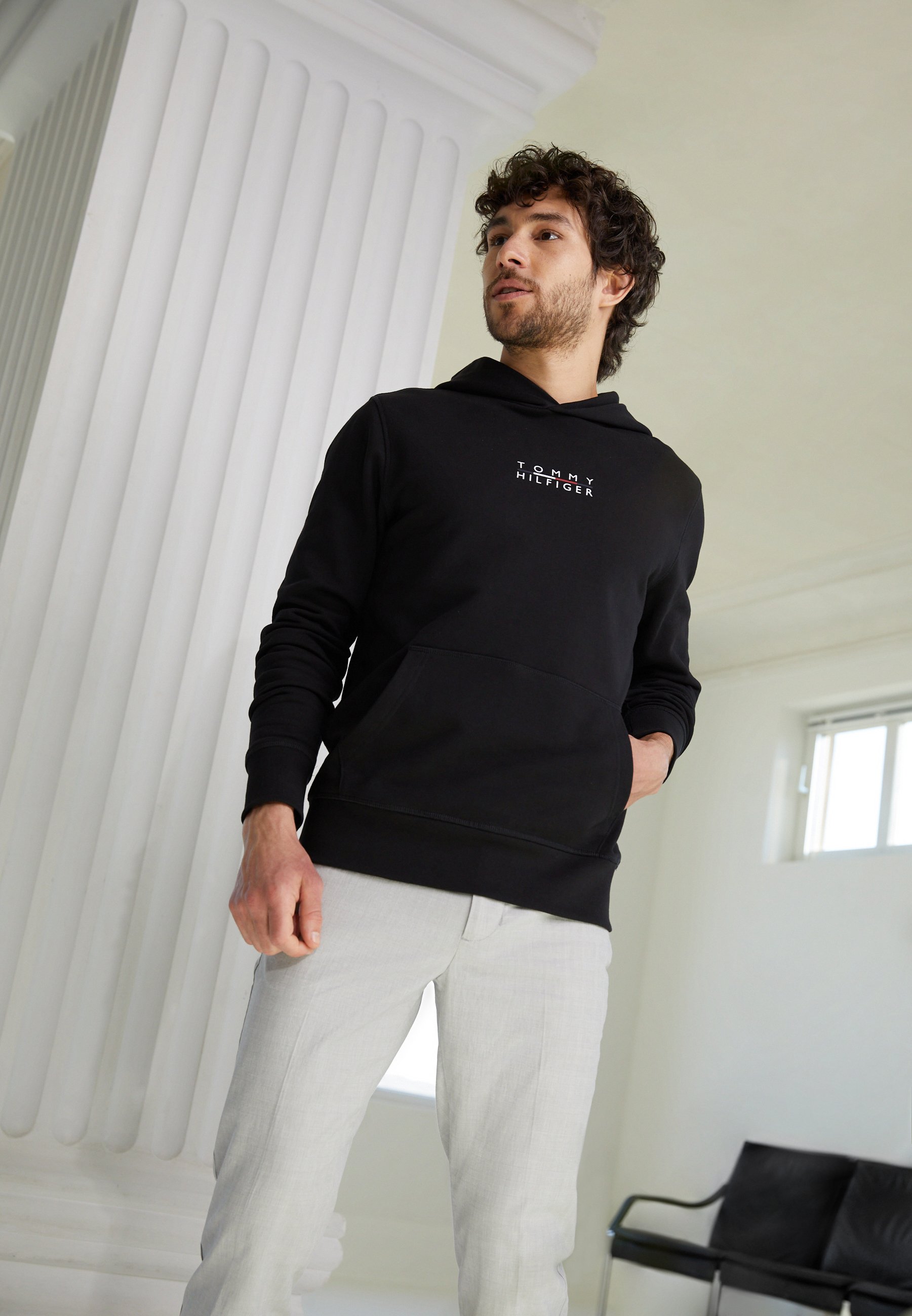 Tommy Hilfiger SQUARE LOGO HOODY - Sweatshirt - black - Zalando.ie