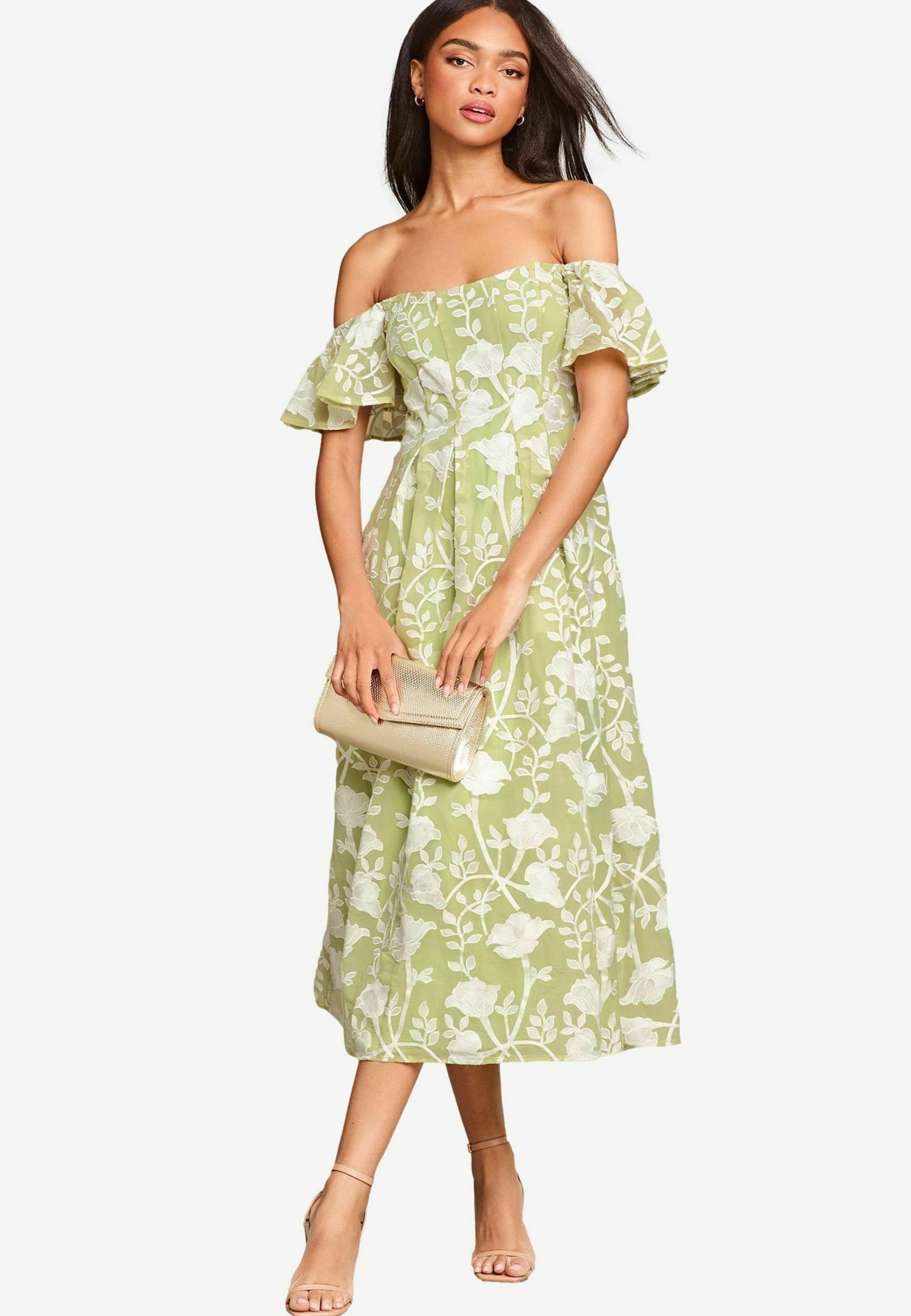 Midi Dress Lipsy Floral Bardot Maxi Dress Floral Print Lipsy Cold