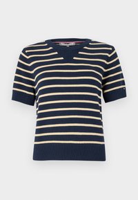 Strikkegenser - country ivory/dark night navy