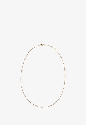 Guld-tone snoet kæde med en klipslås, med en glat overflade og cirkulært design, velegnet til hverdagsslitage.
