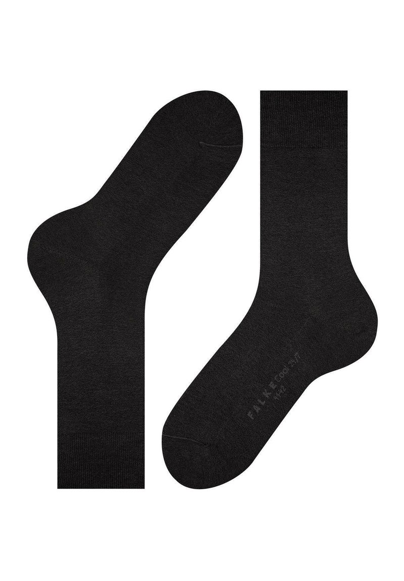 Calze nere realizzate in materiale morbido, con una texture liscia. Il design è semplice, con una forma regolare e un sottile dettaglio del logo vicino alla punta.