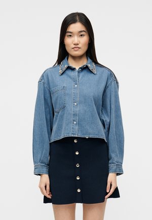 Blúzka so zapínaním na gombíky - bleu jean