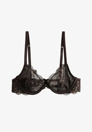 Marks & Spencer, MIA LEOPARD EMBROIDERY WIRED - Balconette-bh'er - dark chocolate