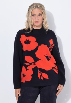 FLORAL TURTLENECK  - Stickad tröja - marine