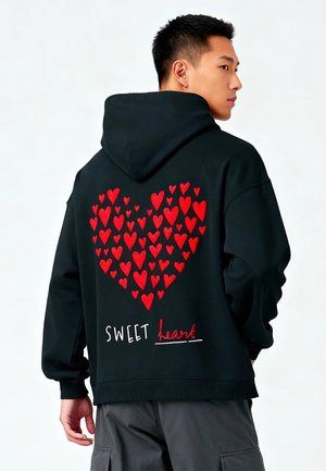 SWEETHEART EMBROIDERY OVERSIZED - Sweat à capuche - black