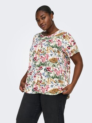 ONLY Carmakoma CARVICA SS AOP NOOS - Blouse - cloud dancer