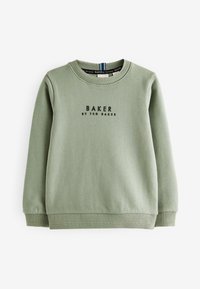 Zeleno bombažno sweatshirt s okroglim izrezom, rebrastimi manšetami in robom. Na sprednji strani je črn napis "BAKER by TED BAKER".