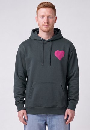 watapparel, PINK HEART UNISEX - Kapuzenpullover - india ink grey