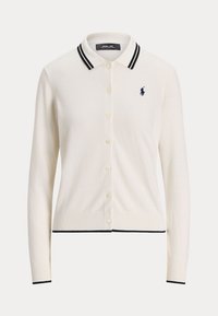 LONG SLEEVE POLO CARDIGAN - Adīta jaka - white splash/black