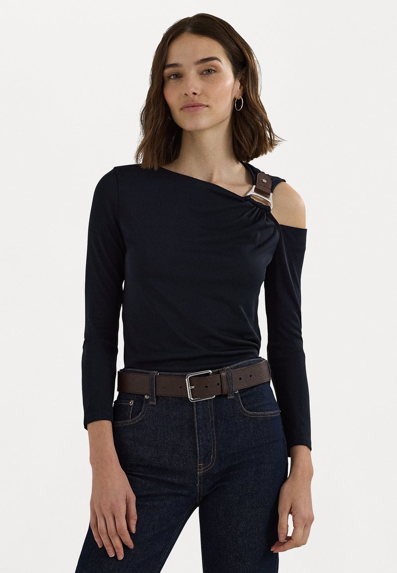 Lauren Ralph Lauren BUCKLE TRIM CUTOUT STRETCH JERSEY TOP - Langærmet T-shirt - navy