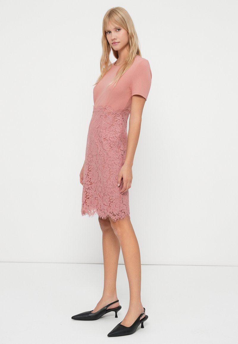 dusty pink dress with black shoes Empire-Waist Long Satin Prom Dress with Cowl Neckline– PromGirl