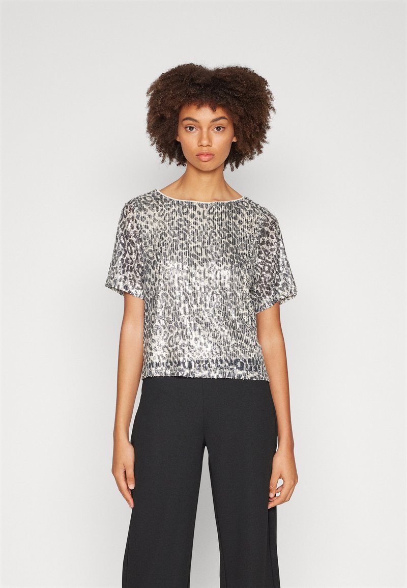 VILA VIALVA SEQUINS - T-shirt con stampa - birch/avorio - Zalando.it