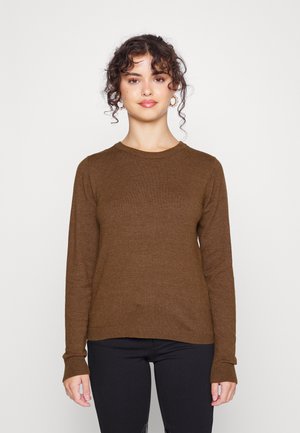 OBJTHESS O NECK - Pullover - dark earthdetail melange