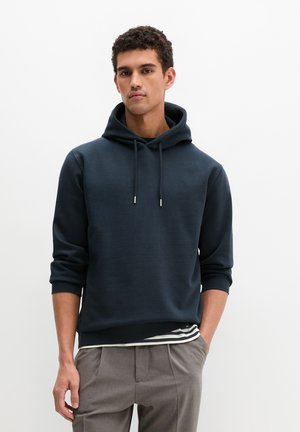 MIT LOGO-PRINT  - Felpa con cappuccio - dark navy