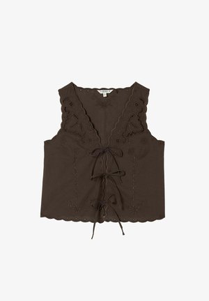 FatFace, REGULAR FIT - BECKY EMBROIDERED WAISTCOAT . - Bluse - chocolate brown