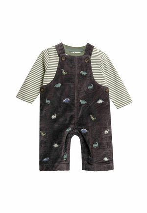 REGULAR FIT - 2-PIECE EMBROIDERED  SET  - Latzhose - charcoal grey dino