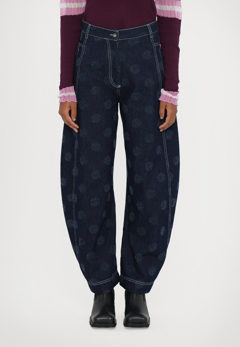 Henrik Vibskov POST PANTS - Wide leg - dark blue