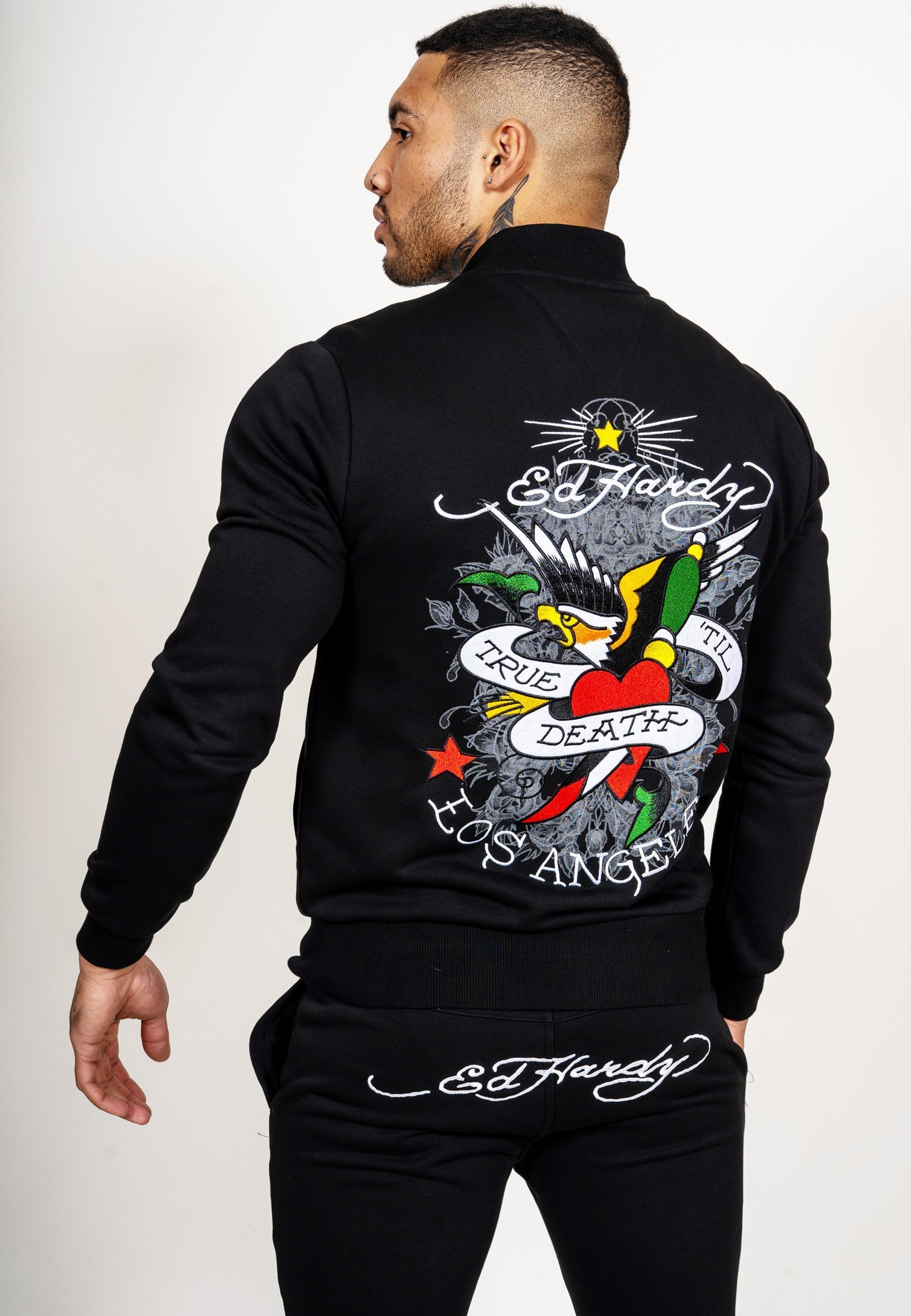 Ed Hardy TILL DEATH BOMBER TRACKTOP - Zip-up sweatshirt - black - Zalando.de