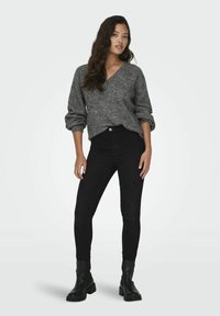 JDY JDYINGEBORG ADA LIFE V-NECK - Vesta - dark grey melange