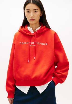 Tommy Hilfiger FLEX FLEECE LOGO EMBROIDERY RELAXED HOODY - Felpa con cappuccio - fireworks