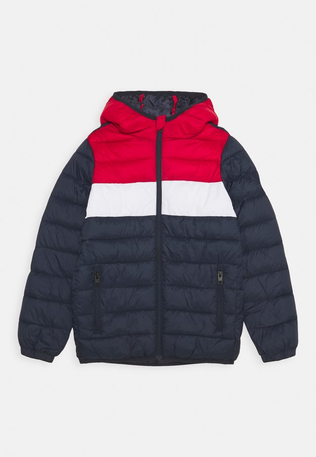 JJEMAGIC PUFFER HOOD - Vinterjakker - navy blazer/tango red