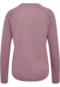 Langarmoberteil aus weichem Lavendeltuch, mit strukturiertem Design, rundem Ausschnitt und geschwungener Säume sowie Raglanärmeln.